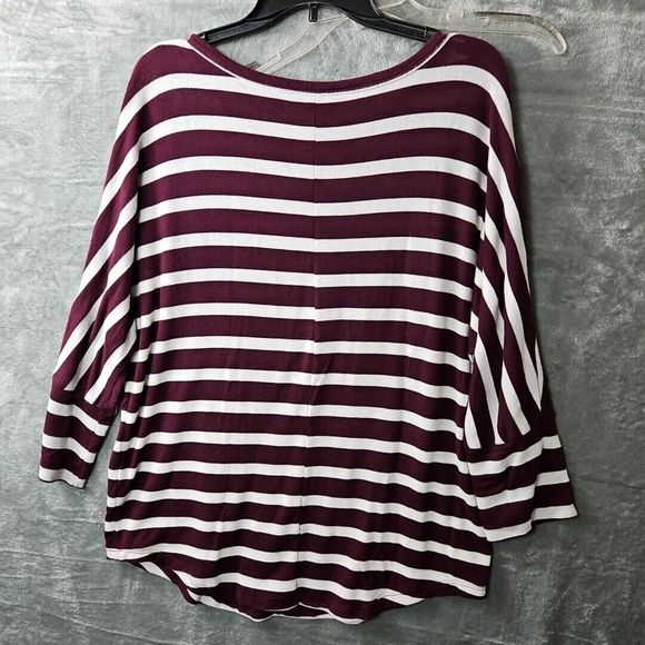 MIX Women's  XL Top Burgandy Stripe Top rayon blend - Picture 6 of 8
